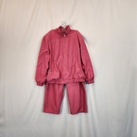 ALFRED DUNNER VTG Pink White Daisy Lined Tracksuit Womens Extra Large XL FLAWED - Picture 1 of 12